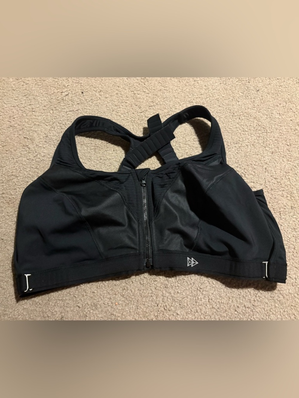 Yvette High Impact Zip Front Sports Bra Workout Size 4X Black Adjustable Straps